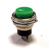 Кнопка PBS-26B круглая металлическая, зеленая клавиша (Dкорп-19мм, M16, O-I) без фиксации (250V/1A)