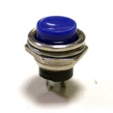Кнопка PBS-26B круглая металлическая, синяя клавиша (Dкорп-19мм, M16, O-I) без фиксации (250V/1A)