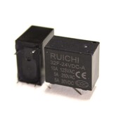 Реле HF32F/-32F (DC24V-5A-1C) 15x10,5x19мм, 4 контакта под пайку (Ruichi)