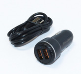 Питание: Штекер прикуривателя  --> 2 гнезда USB (5V, 3.0A) "Borofone BZ17" + кабель Type-C 1м