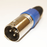 Разъем XLR (Canon) 3pin штекер на кабель, цанга, синий