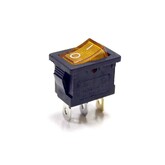 Клавишный переключатель MIRS-101-2D/kcd1-b2 (I-O, 3 конт) желтая-неон подсветка (устан 20x13мм, 250В/6A)