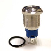 Кнопка антивандальная металл (M16, Dкорп-18мм, IP65) (O-I) без фиксации, подсветка DC5V