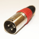 Разъем XLR (Canon) 3pin штекер на кабель, цанга, красный