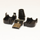 Разъем micro-USB: штекер micro-USB 5pin на кабель в корпусе, угловой