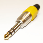Разъем Audio 6.3мм штекер стерео, металл, позолоченный "носик", желтая ручка