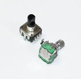 Энкодер (дискретность - 24) с кнопкой (3+2 вывода) серия PEC12R (12,5х13мм, H-20мм, вал D-6мм)