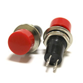 Кнопка PBS-16A круглая красная (Dустан-12мм) с фиксацией (250В/1A)