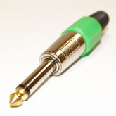 Разъем Audio 6.3мм штекер моно, металл, позолоченный "носик", зеленая ручка
