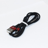 Шнур-USB micro; штекер USB A --> штекер micro USB 1.0м, 2А, "Hoco X26" черно-красный в оплетке, коробка