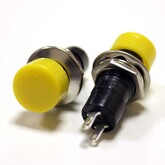 Кнопка PBS-16A круглая желтая (Dустан-12мм) с фиксацией (250В/1A)