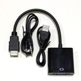 Конвертер HDMI; штекер-HDMI  --> гнездо-VGA + AUX 3.5мм, Lпров-20см, (питание от USB)