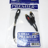 [006] Шнур штекер 3.5мм --> 2 гнезда RCA 0.30м  (позолота, пластик) "Premier" 5-135 0.3