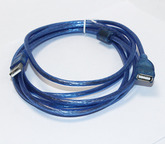 Шнур-USB A; штекер USB A --> гнездо USB A  3.0м (USB2.0) синий