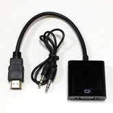 Конвертер HDMI; штекер-HDMI --> гнездо-VGA + AUX 3.5мм, Lпров-20см