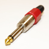 Разъем Audio 6.3мм штекер моно, металл, позолоченный "носик", красная ручка