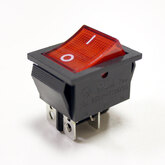 Клавишный переключатель IRS-201/KCD4-201N (I-O, 4 конт)  красная-неон подсветка (уст 29х22мм, по планке 32х25мм) (250В/16A)