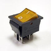 Клавишный переключатель IRS-201/KCD4-201N (I-O, 4-конт) желтая-неон подсветка (устан 29х22мм, по планке 32х25мм) (250V/15A)
