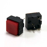 Кнопка PBS-18B квадратная (красная) (10x10мм) с фиксацией (250V/0.25A)