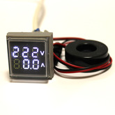 Вольтамперметр LED AC/50Hz (20-500VAC, 0-100A датчик тока) DMS-201 белый (дисплей 30х30мм, Dустан- 22мм) 110507