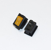 Клавишный переключатель MRS-101A/KCD1-101-C3  (I-O, 2 конт) желтый (устан 20x13мм, по планке 21х15мм, 250В/5A)
