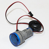Амперметр LED AC-50Hz (0-100A датчик тока) DMS-214 синий (Dдисплея- 28мм, Dустан- 22мм) 110515
