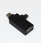 Переход-USB; гнездо micro-USB (OTG)  х  штекер Tipe-C + гнездо-USB (110069)