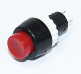 Кнопка PBS-20A-2 круглая красная (Dкорп-31мм, Dустан-15мм, I-O) на размыкание  (250V/1A)