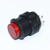 Кнопка R16-503AD-R круглая (O-I, с фиксацией, 2-конт.) (красная-неон подсветка) (M16, Dкорпуса-18мм) (250В/3A)