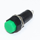 Кнопка PBS-14A шестигранная зеленая (15х15мм, M12) с фиксацией (250V/1A)