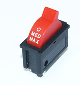 Клавишный переключатель XW603A/KCD1-122-2 (off-med-max, 3 конт) красный (устан 30x13мм, 250V/10A)
