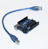 [002] Arduino 2002: UNO R3 ATmega328P ATmega16U2 синяя плата + шнур_USB