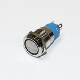 Кнопка антивандальная металл (M16, Dкорп-18мм, IP65) (O-I) без фиксации, подсветка DC12V