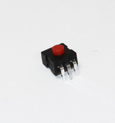 Кнопка мини 12х12х9мм H толкателя = 3мм 3 вывода, красная, с фиксацией (KFT 208)