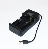 ЗУ для Li-Iоn универсальное, 2-местное, ток заряда - 2.4A, питание-USB, ЖК-дисплей  S-18656