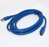 Шнур-USB A; штекер USB A --> гнездо USB A 3м (USB3.0) синий силикон