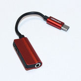Переход-USB; штекер Type-C --> гнездо 3.5 (AUX) + гнездо Type-C (L-10см) "GL054-1"