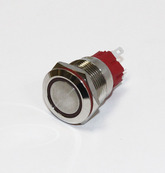 Кнопка антивандальная металл (M19, Dкорп-22мм, IP65) (O-I) без фиксации, подсветка, AC220V