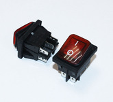 Клавишный переключатель SB091 (I-O-I, 6 конт) IP65, красная LED (12V) подсветка (устан 30x22мм, 250V/16A)